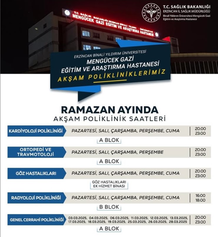 Ramazan Ayı Akşam Polikllinik Saatleri