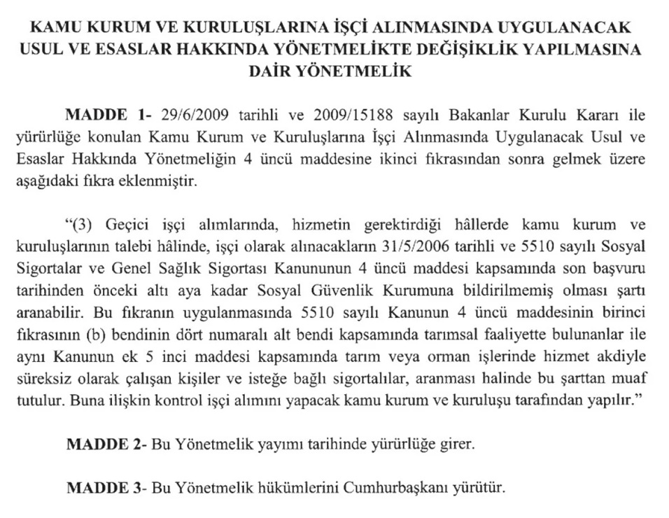 Kamu Işçi Alımı Süresi