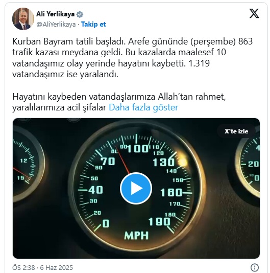 Arefe Kaza Sayısı