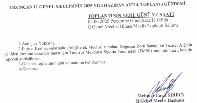 Erzincan İl Özel İdaresi Meclis Gündemi 3