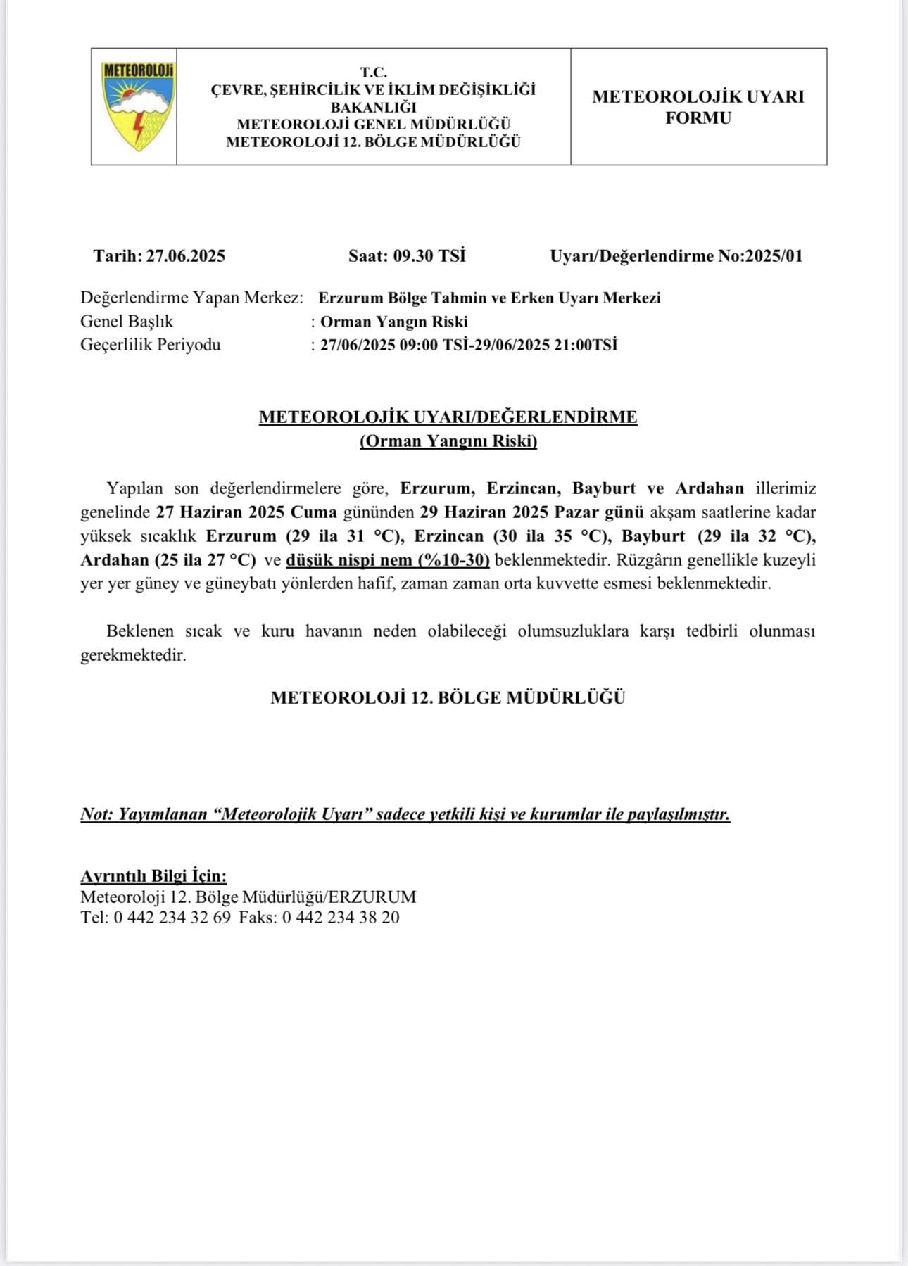 Meteoroloji Yangın Uyarı