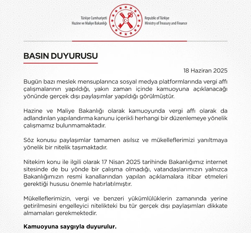 Vergi Affı Açıklama