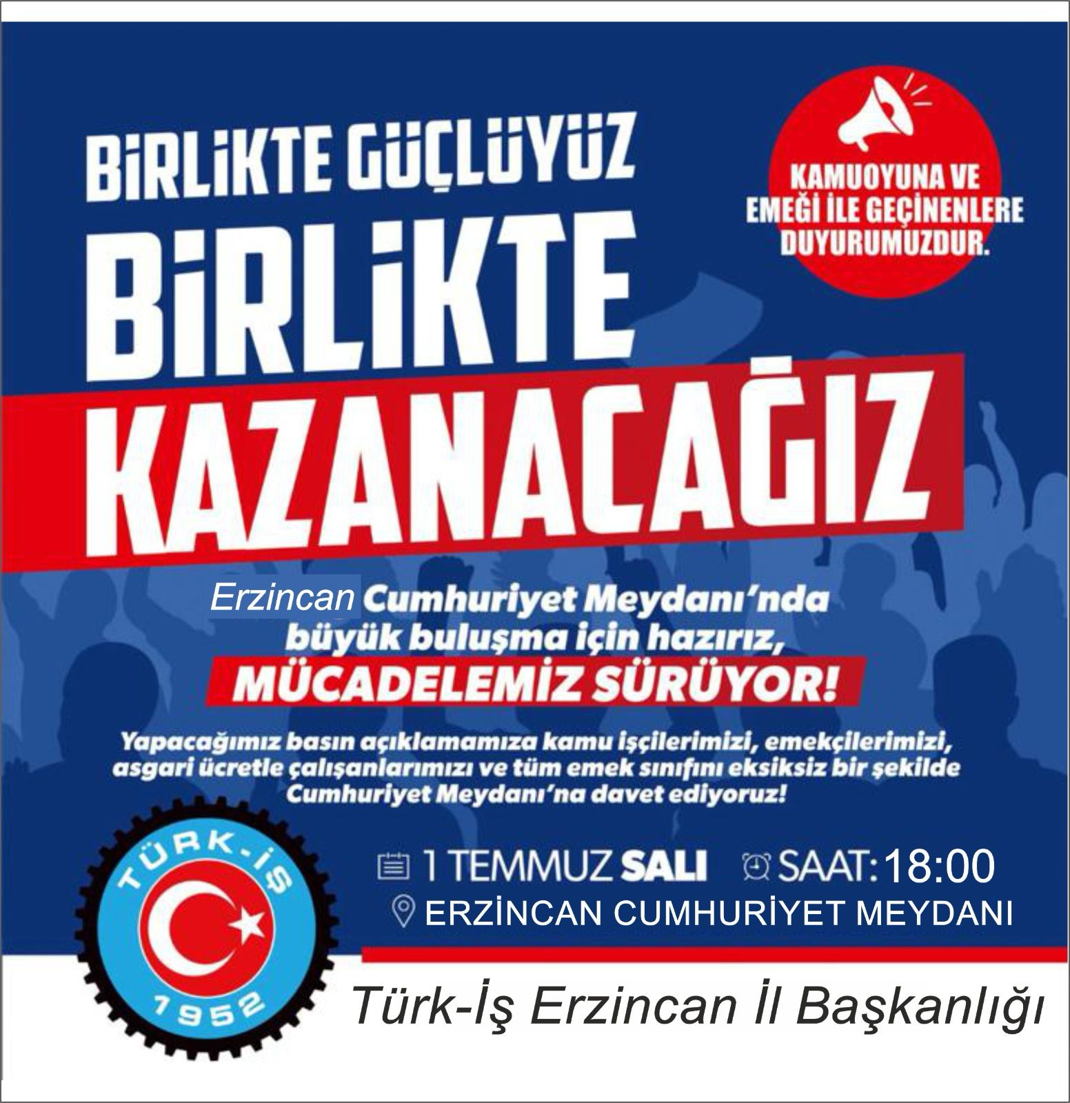 Erzincan Kamu İşçisi Meydanlara Iniyor
