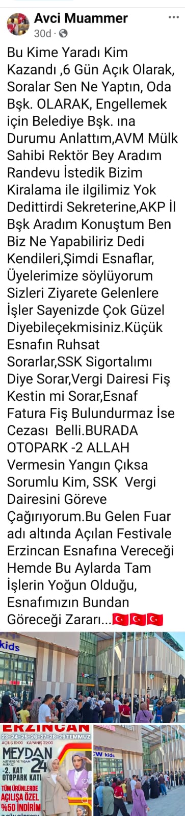 Erzincan Terziler Ve Konfeksiyoncular Odası Başkanı Muammer Avcı