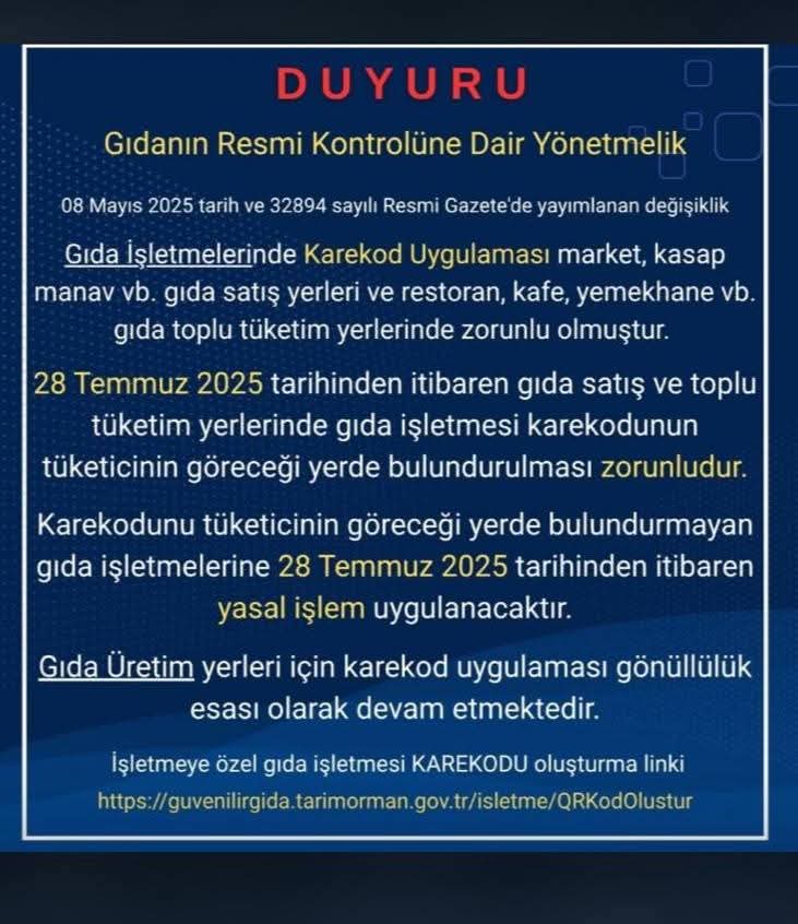 Gıdanın Resmi Kontrolüne Dair Yönetmelik 1