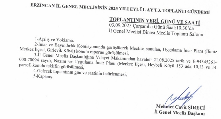 Erzincan Girlevik Şelalesi İl Genel Meclis Gündeminde