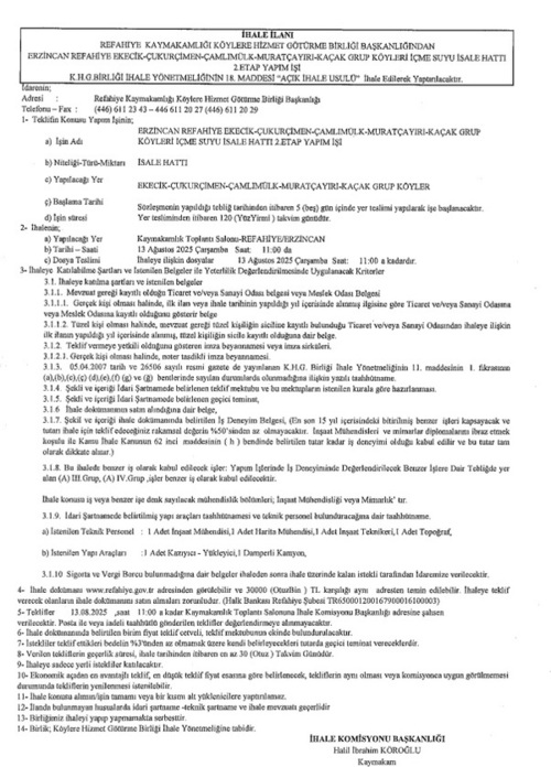 Refahiye Kaymakamlığı Köylere İçme Suyu Götürülecek 1