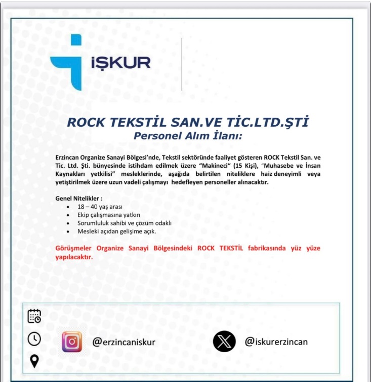 Tekstil Firmasına Işçi Alınacak