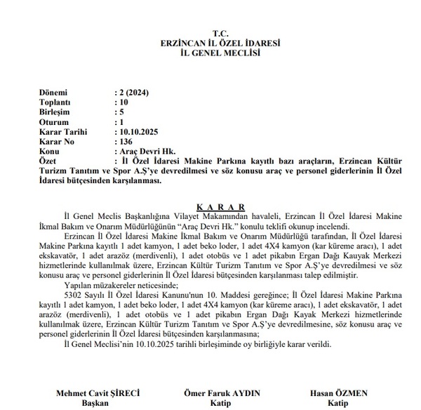 Özel İdare 7 Aracını Ergan'a Tah