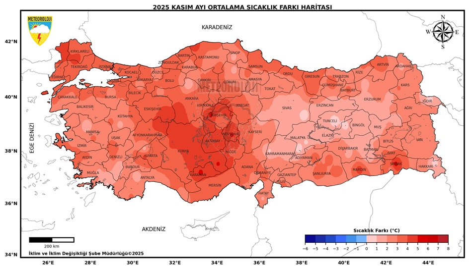 2025 Yılı Kasım Ayı Ortalama Sıcaklıkları 1