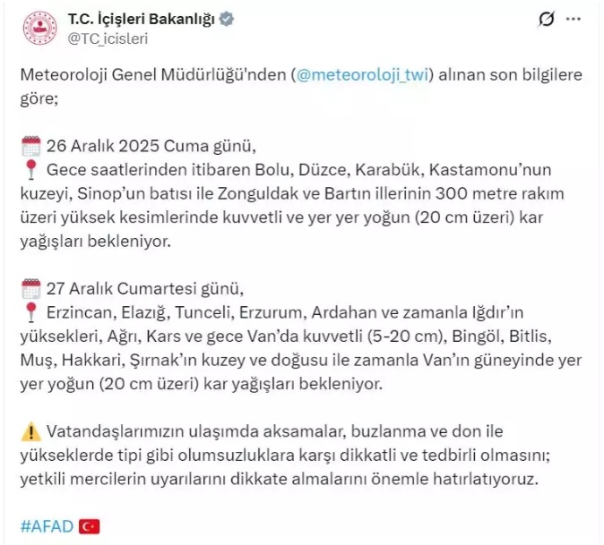 Bakanlık 22 Ili Uyardı 1