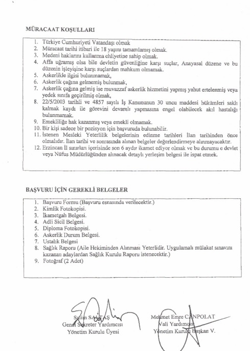 Erzincan İl Özel İdaresine Işçi Alınacak 1