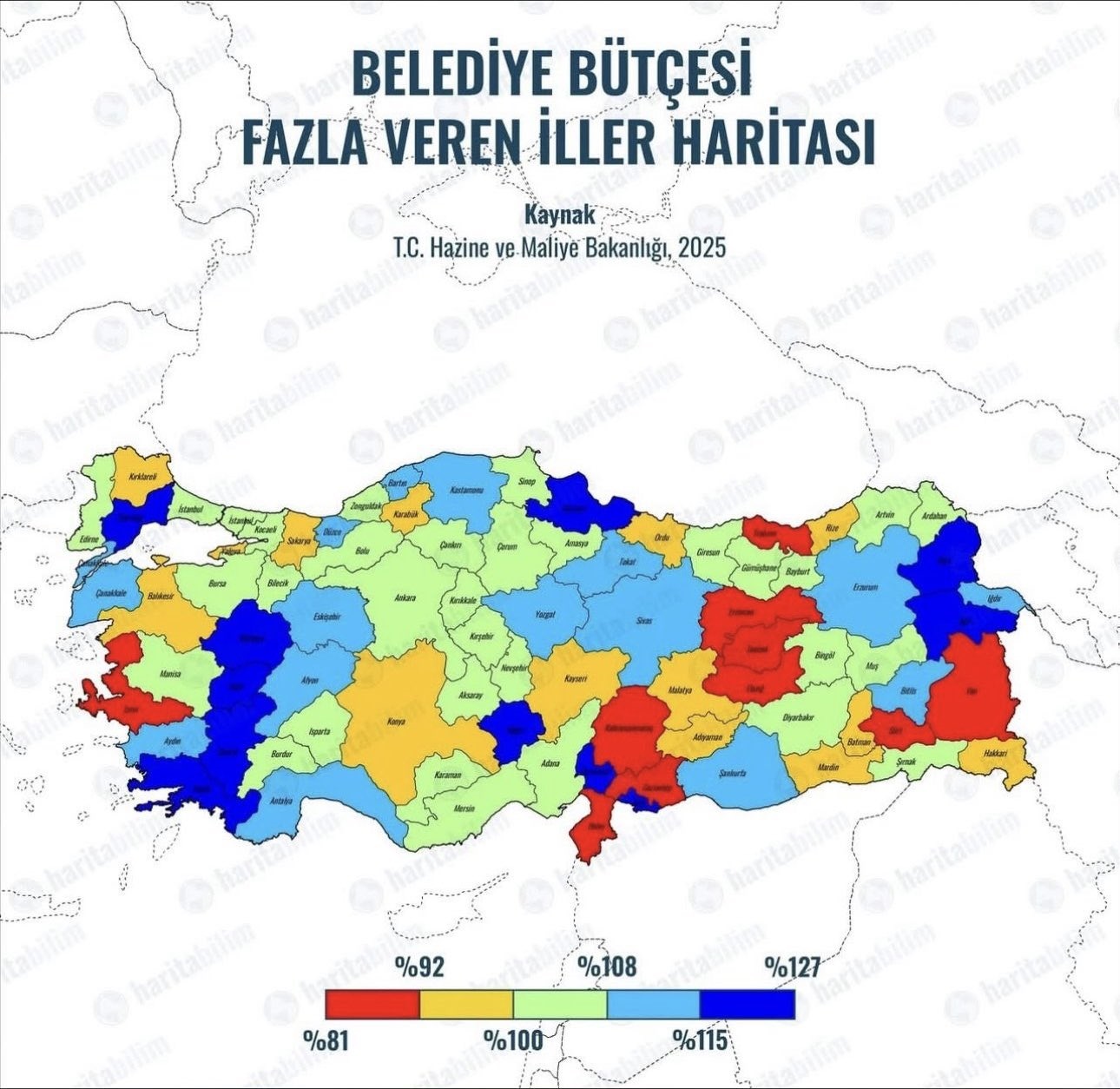 Belediye Bütçesi Fazla Veren İller Haritası Açıklandı (2025)