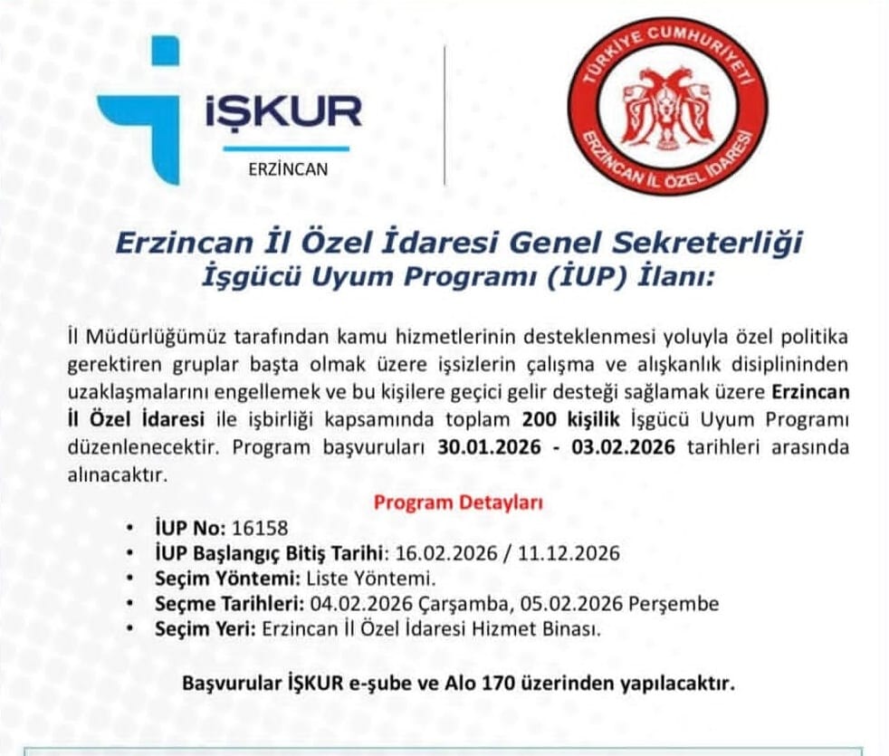 Erzincan’da Kamuda İşe Alımlar Başladı 200 Kişi Özel İdareye Alınacak