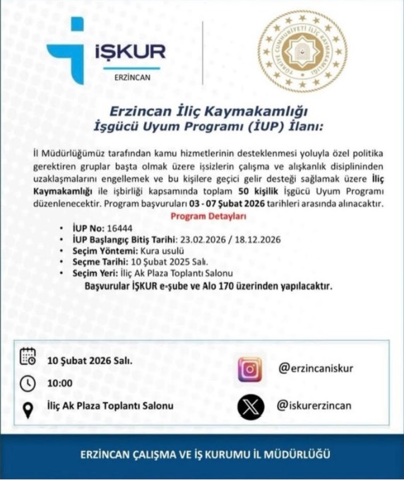 Iliç Kaymakamlığı Işçi Alımı