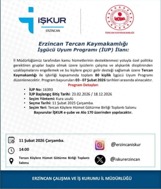 Tercan Işçi Alımı