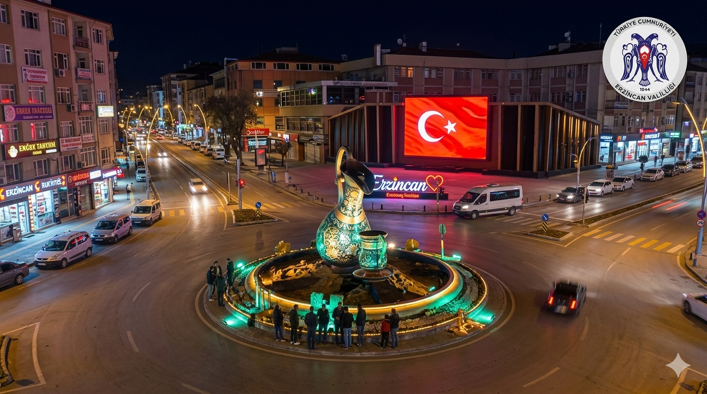 Erzincan’a gece ışığında imza: Şehrin simgeleri göz kamaştırıyor!
