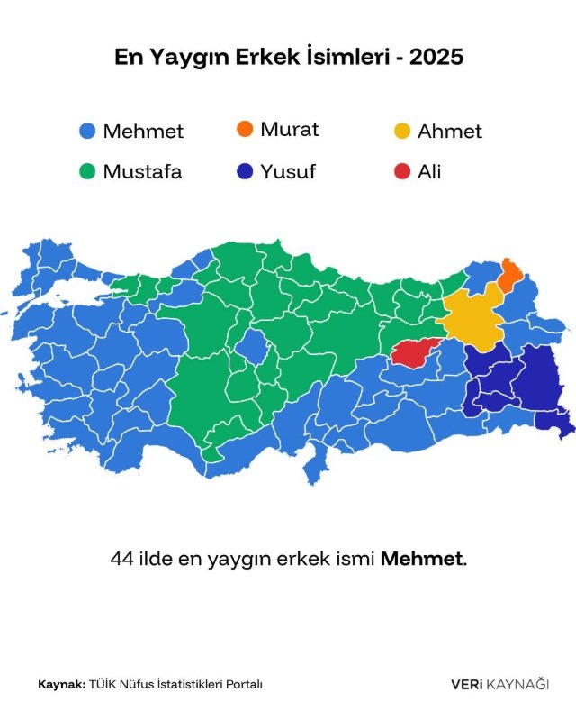 Erzincanda En Yaygın Kullanılan Erkek Ismi