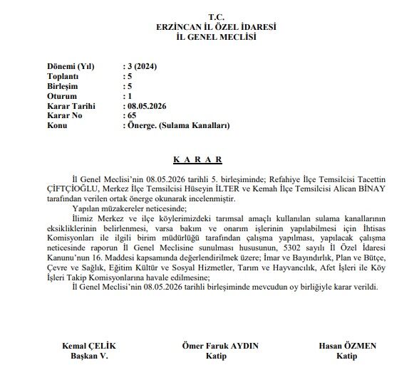 Erzincan Il Özel İdaresi Sulama Kanalları
