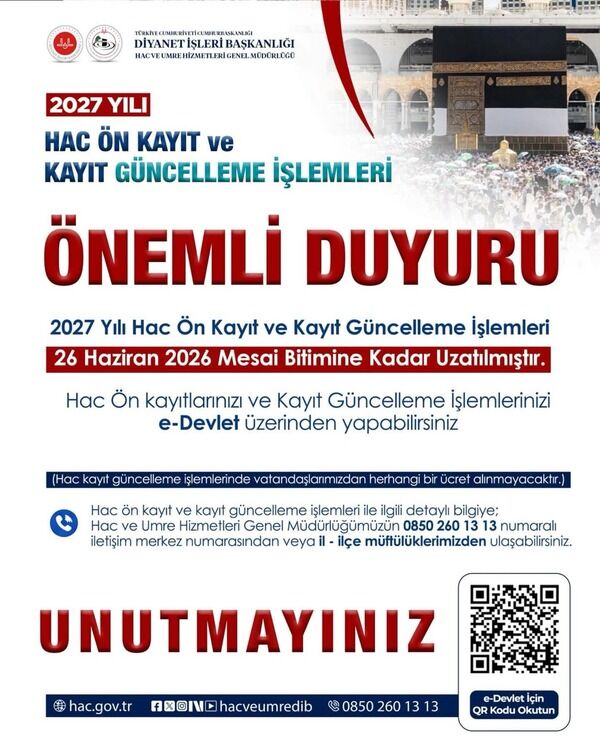 2027 Hac Ön Kayıt Duyurusu
