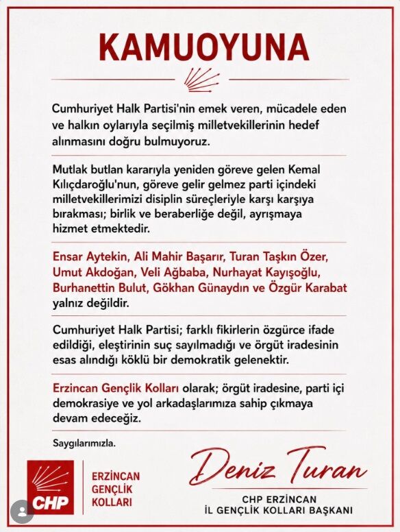 Chp Gençlik Kolları Açıklama