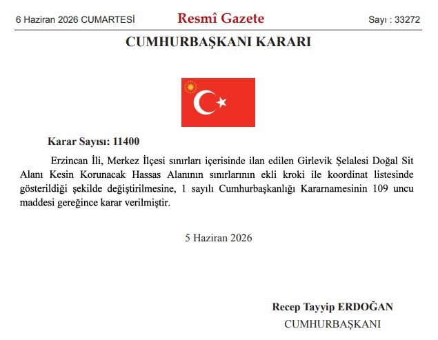 Erzincan Girlevik Şelalesi Sit Alanı Kararı