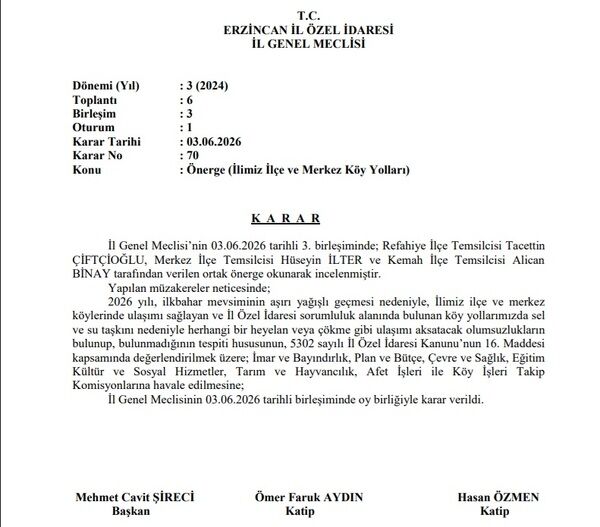 Erzincan İl Genel Meclisi İlçe Ve Köy Yolları Çalışması 1