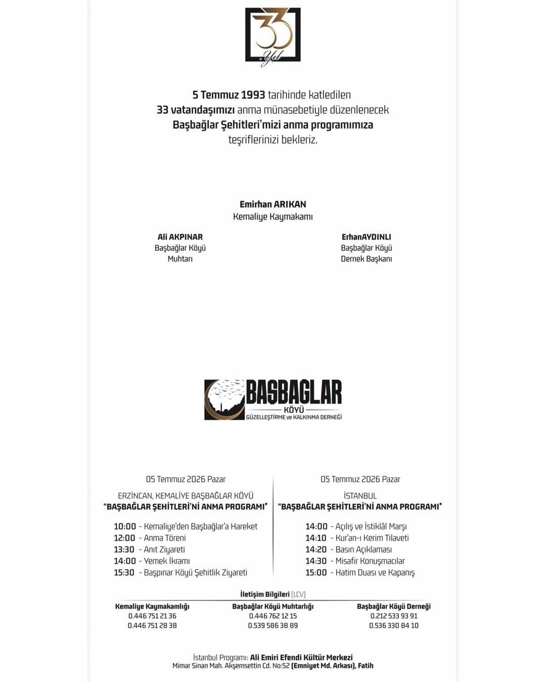 Kemaliye Başbağlar Anma 1
