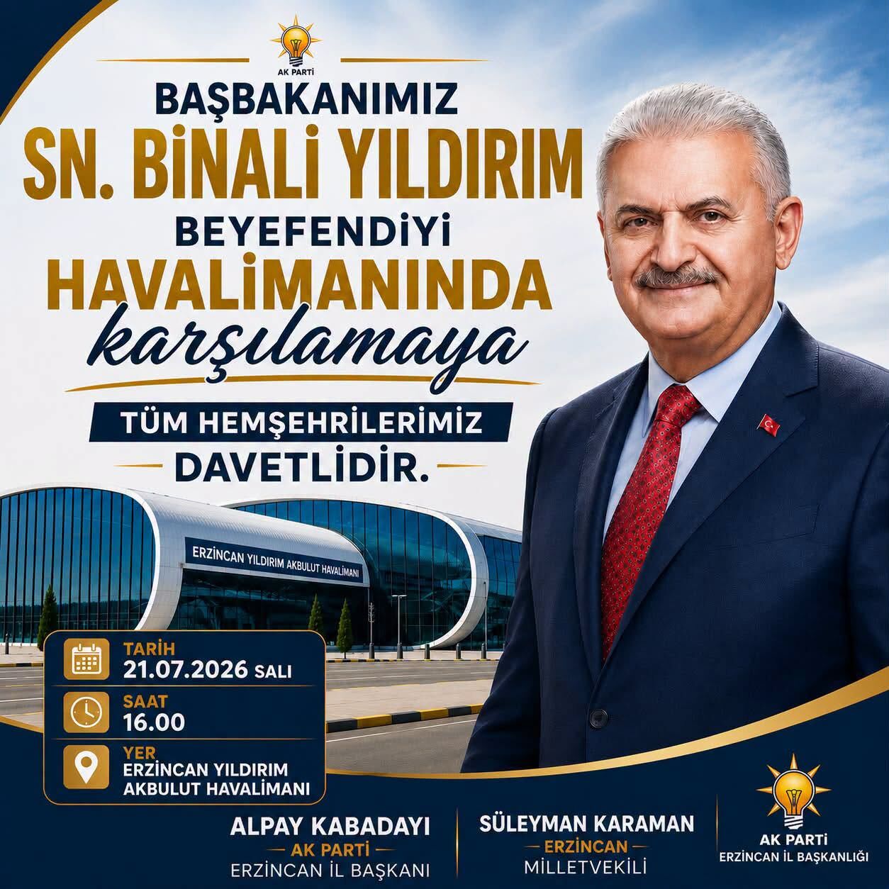 Binali Yıldırım Erzincana Geliyor