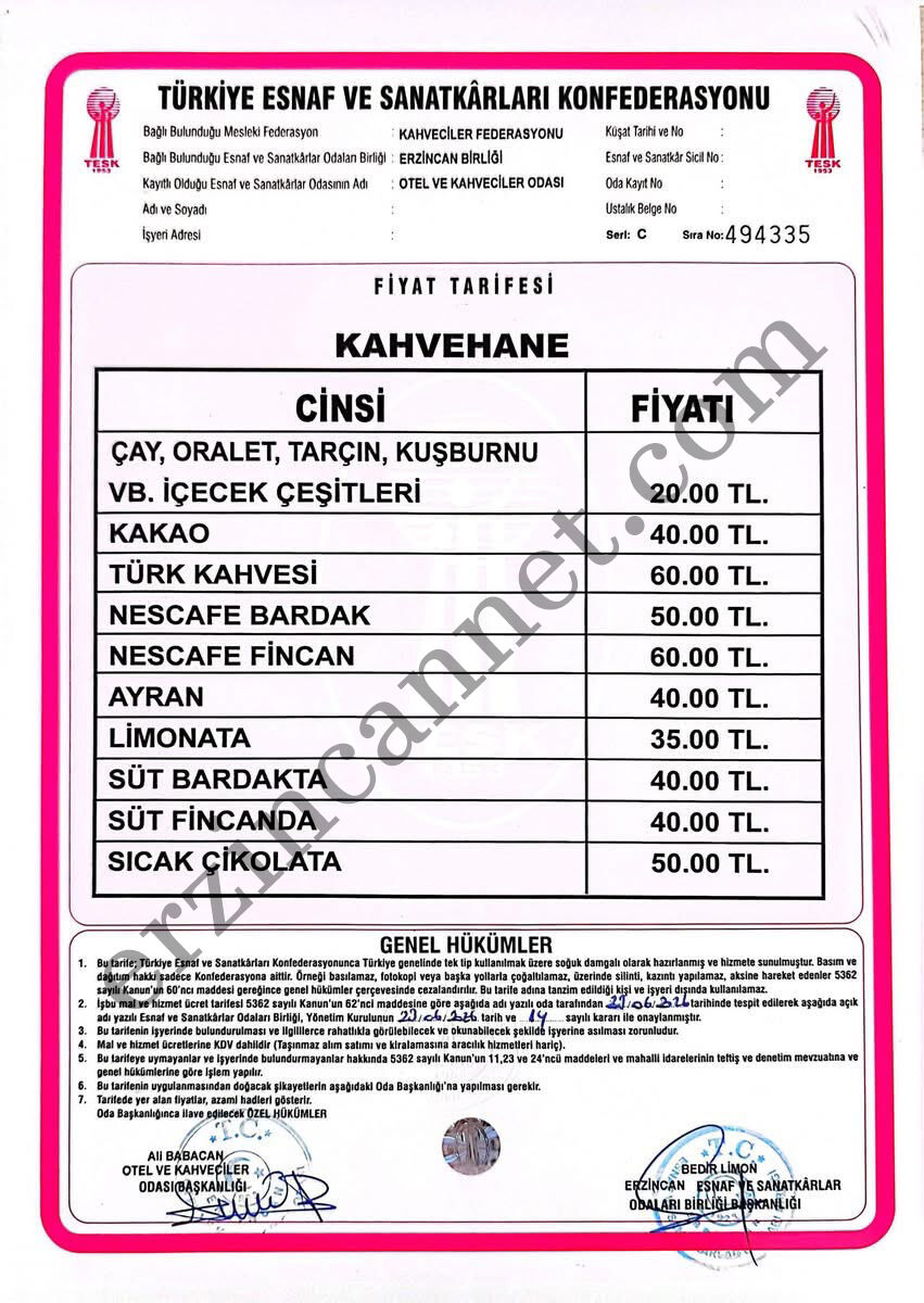 Çay Ocakları Cay Zammı