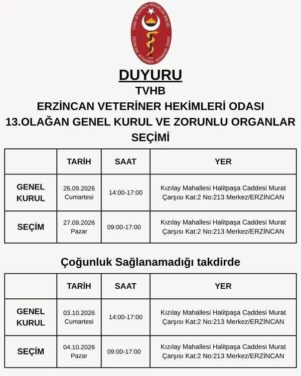 Erzincan Veteriner Hekimler Odas