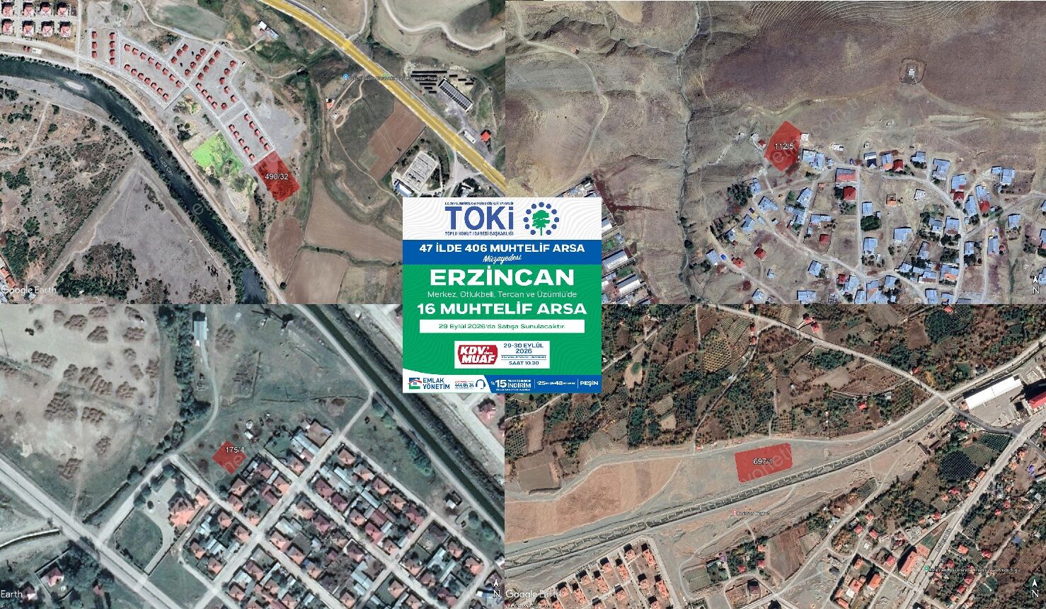 TOKİ Erzincan'da bu 16 arsayı satışa çıkardı
