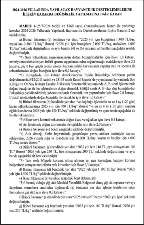 Tarımsal Hayvacılık Destekleri 2
