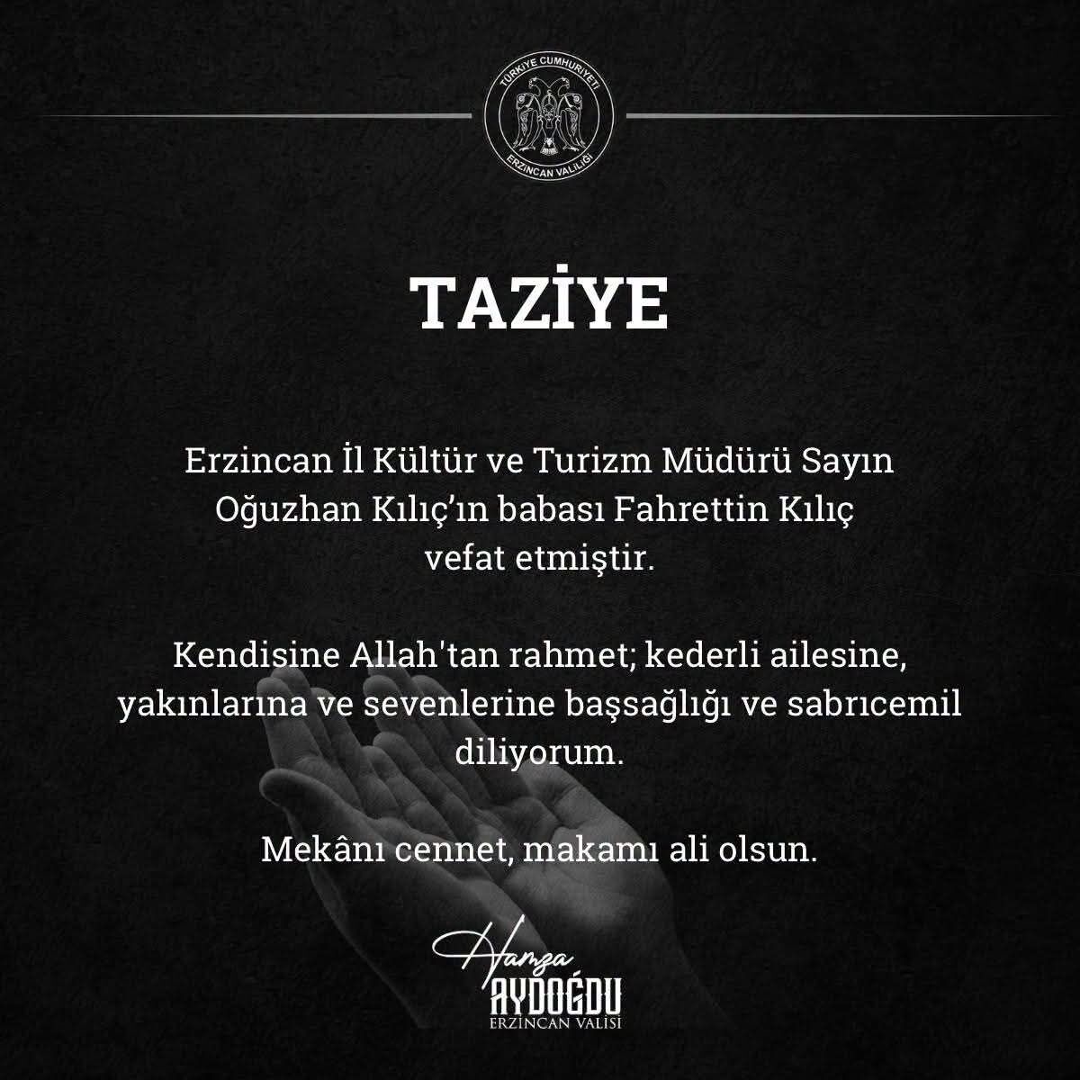 Erzincan İl Kültür Ve Turizm Müdürü Oğuzhan Kılıç’ın Acı Günü1